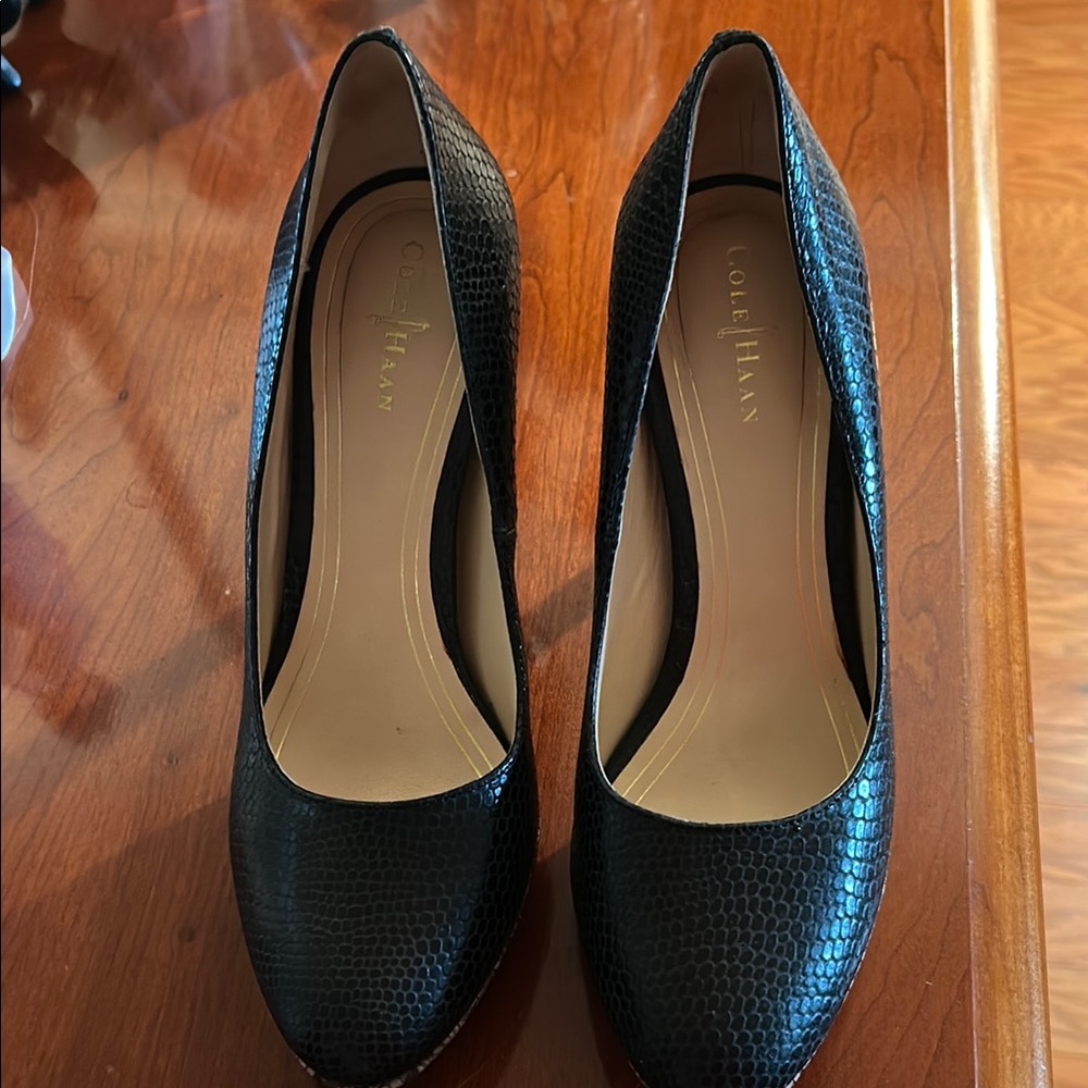 Cole Haan Black Textured Heels